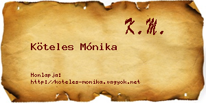 Köteles Mónika névjegykártya